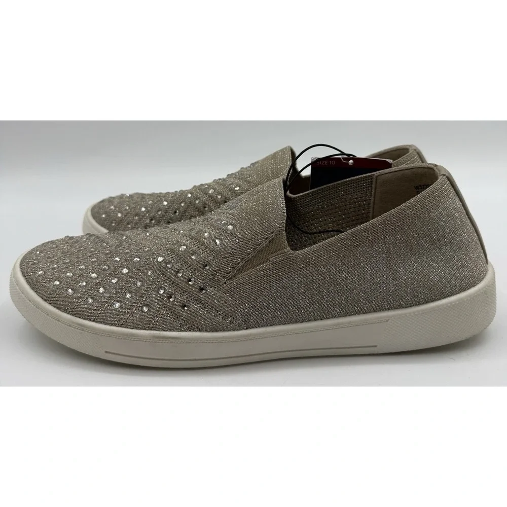 NWT White Mountain Sparkly Bling Sneaker Slip On Shoe Sz 10‎ Metallic Taupe